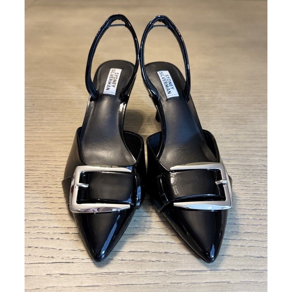 GIANNI BINI Sydney Silverman Sara Patent Buckle Hardware Slingback Pumps.Size7.5
